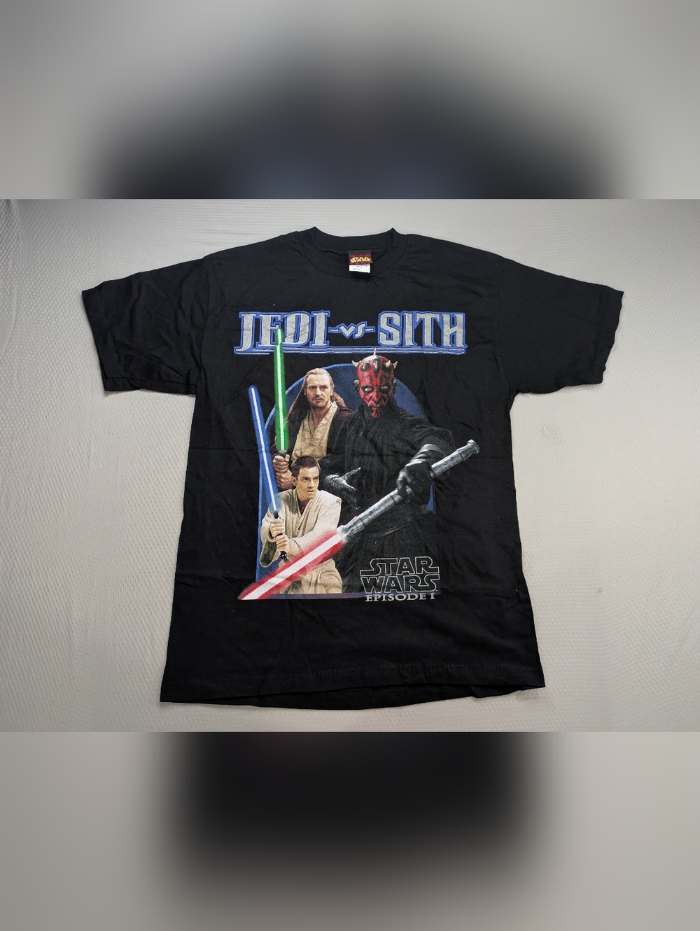 Vtg 90s Star Wars Episode One Jedi VS Sith Obi Wan Vs Darth Maul Tee KB Toys